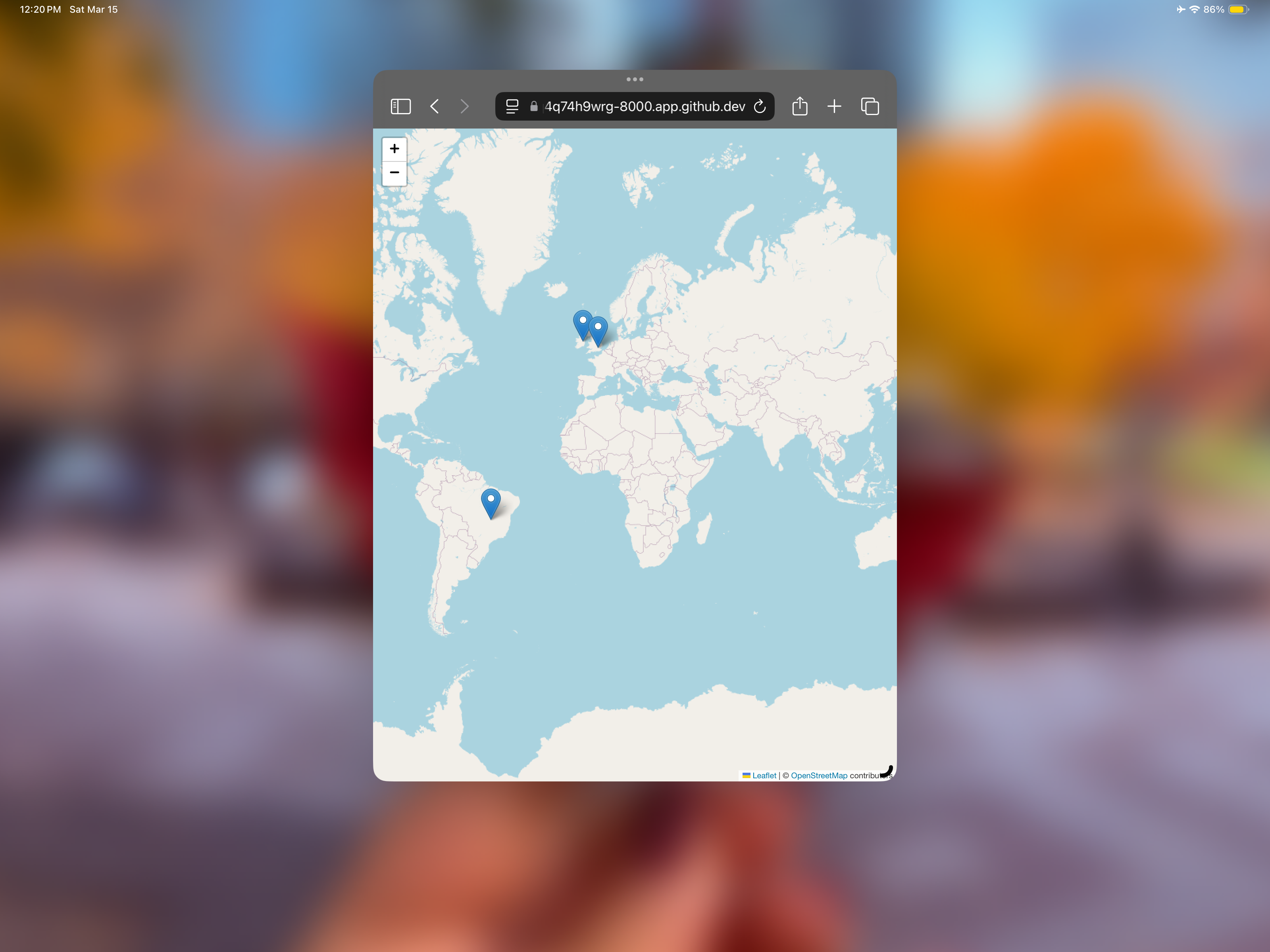 Image showing the map now with pins for each location